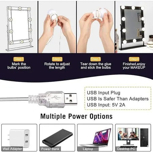 LuxiGlow Mirror™ – لإضاءة مرآة المكياج بأسلوب هوليوود